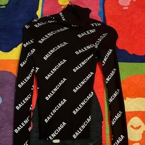 Balenciaga Print Ribbed turtleneck xs